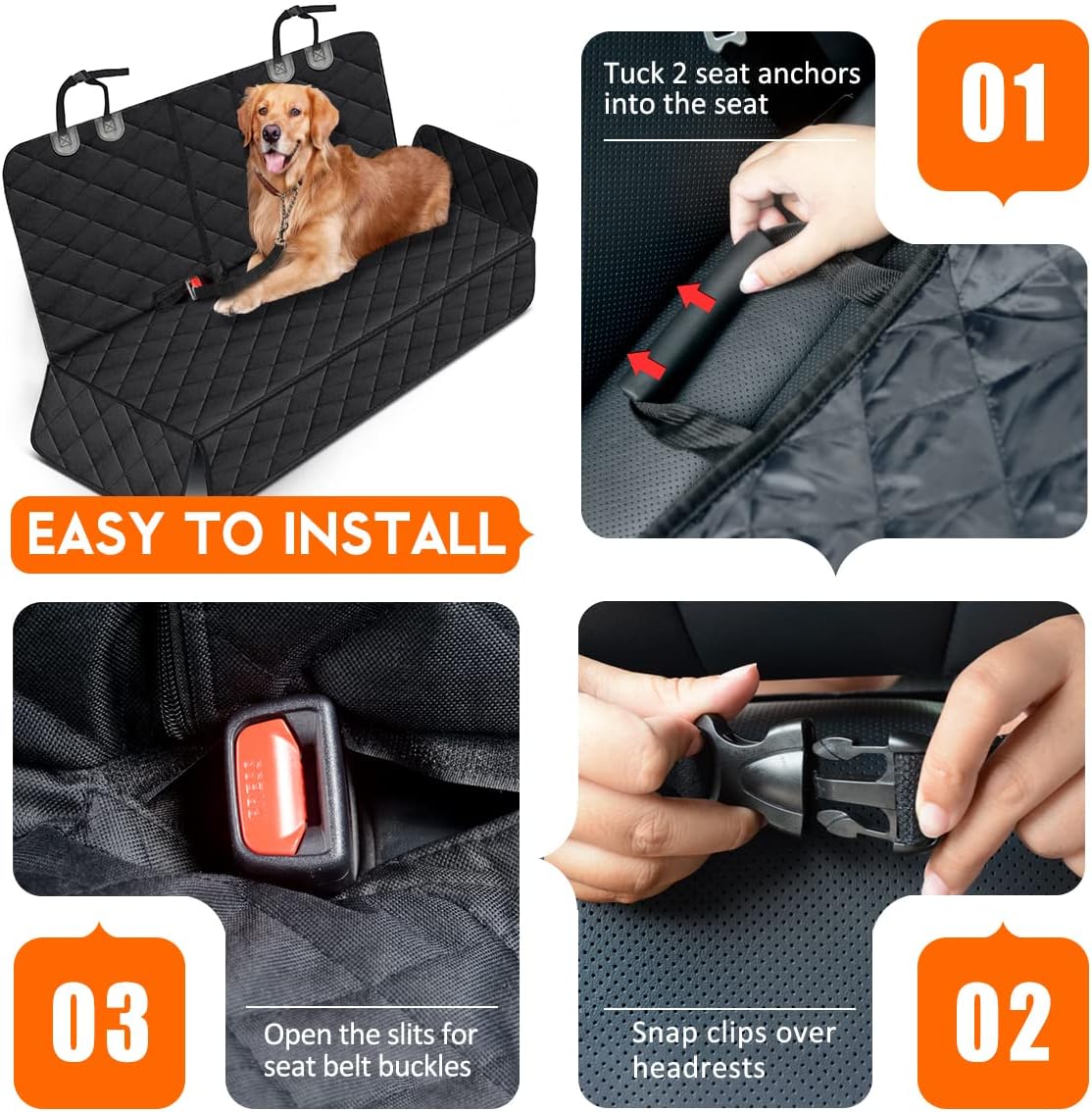 Ultimate Dog Car Seat Cover - Waterproof, Non-Slip Back Seat Protector for Pets & Kids - Fits Most Cars, SUVs & Trucks