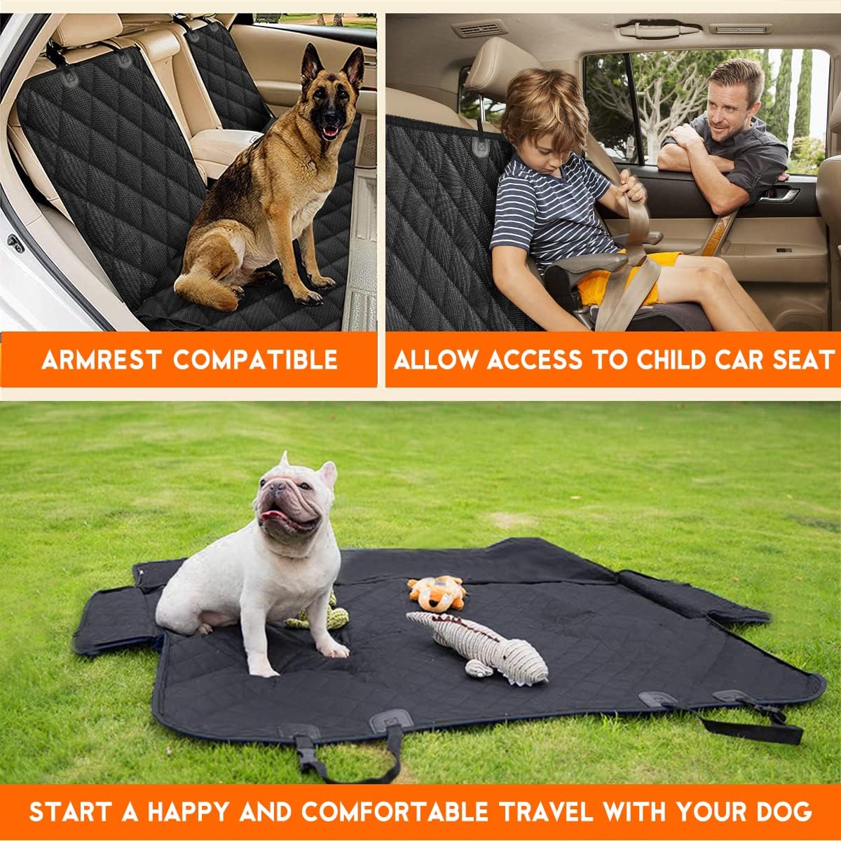 Ultimate Dog Car Seat Cover - Waterproof, Non-Slip Back Seat Protector for Pets & Kids - Fits Most Cars, SUVs & Trucks