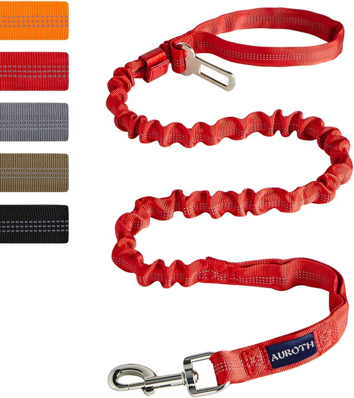 Ultimate Heavy Duty Bungee Dog Leash for Large Breeds - 6FT with Dual Padded Handles and Shock Absorption for No Pull Training - Vibrant Red Color