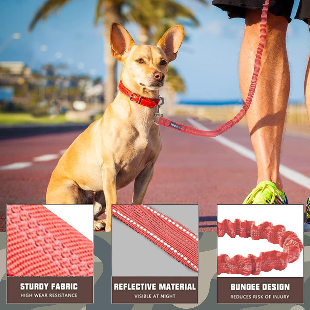 Ultimate Heavy Duty Bungee Dog Leash for Large Breeds - 6FT with Dual Padded Handles and Shock Absorption for No Pull Training - Vibrant Red Color