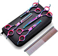 Professional 6-in-1 Grooming Scissors for Dogs and Cats - Heavy Duty Titanium Coated Stainless Steel with Safety Round Tip