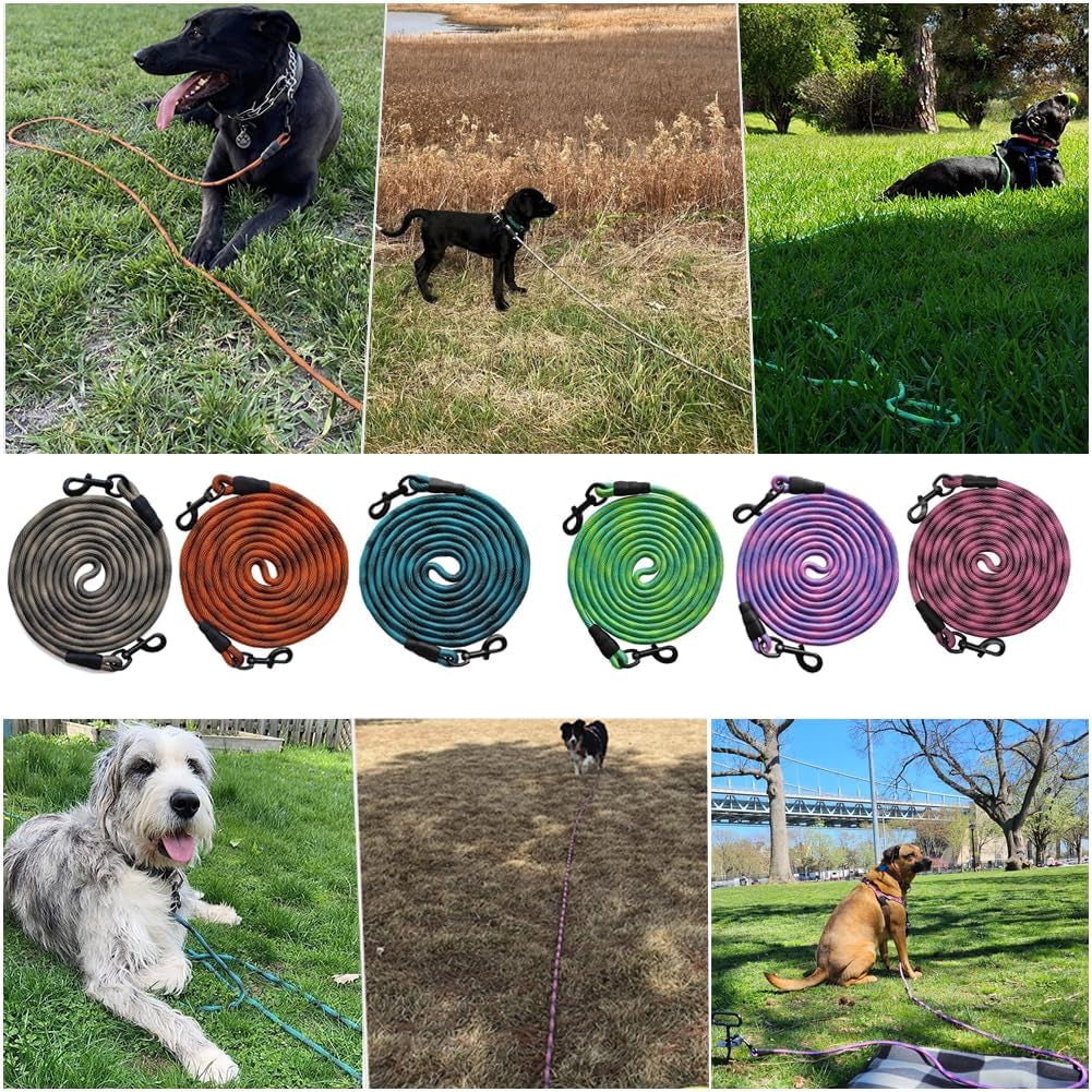8Ft 12Ft 20Ft 30Ft 50Ft 75Ft Dog Tie Out Long Tether Rope Dog Lead, Outdoor Yard Leash, Large Medium Dogs Training, Playing, Camping, Backyard (Green, 50 Foot)