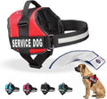Service Dog Vest Harness - Durable & Adjustable Vest for Dog with Reflective Straps, Removable Patches, 50 ADA Cards, Handle & D-Ring, Travel and Daily Use, (Bright Red, XL 30"-39")